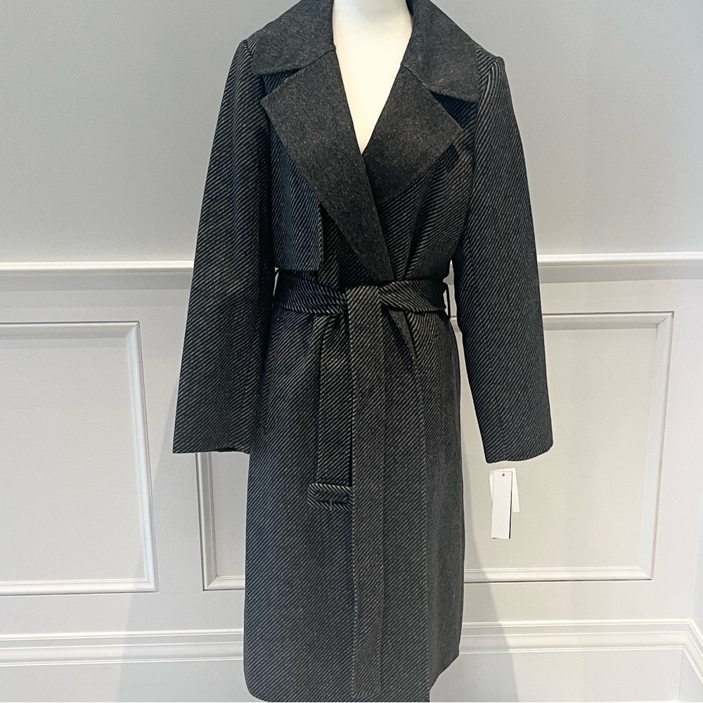 BCBG MAXAZRIA Wool Handmade Belted Trench Coat - Picture 7 of 16